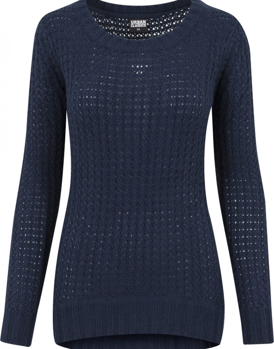 Дамски пуловер в тъмносиньо Urban Classics Ladies Long Wideneck Sweater, Жени - Lit.bg