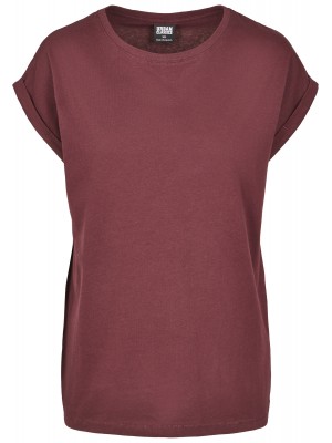 Дамска тениска в тъмночервен цвят Urban Classics Ladies Extended Shoulder Tee redwine 