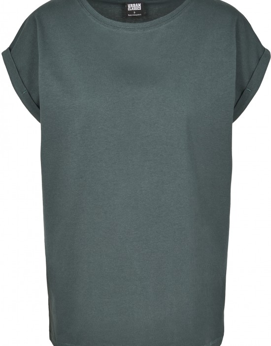 Дамска тениска в тъмнозелен цвят Urban Classics Ladies Extended Shoulder Tee bottlegreen, Жени - Lit.bg
