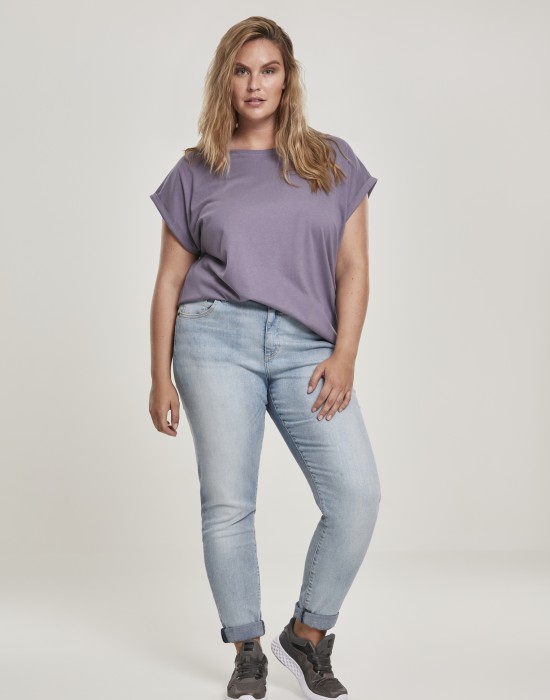 Дамска тениска в лилав цвят Urban Classics Ladies Extended Shoulder Tee dustypurple, Жени - Lit.bg