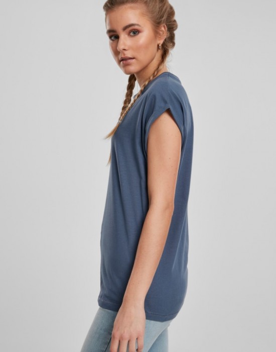 Дамска тениска в син цвят Urban Classics Ladies Extended Shoulder Tee vintageblue, Жени - Lit.bg