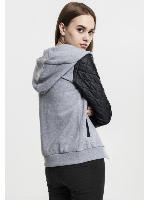 Дамски суичър Urban Classics с кожени ръкави gry/blk XS