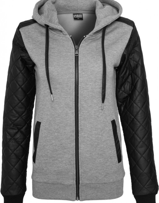 Дамски суичър Urban Classics с кожени ръкави gry/blk XS, Суичъри - Lit.bg Дамски суичър Urban Classics с кожени ръкави gry/blk XS, Жени - Lit.bg