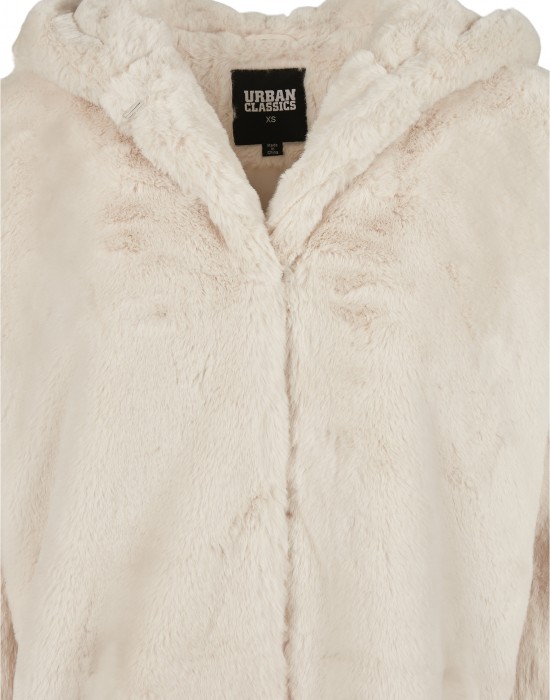 Дамско палто в бяло  Urban Classics Ladies Hooded Teddy Coat, Жени - Lit.bg
