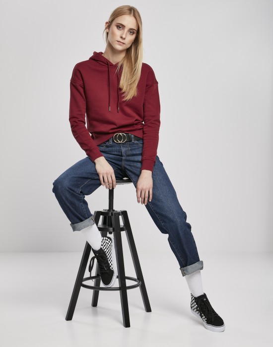 Дамски суичър в цвят бордо Urban Classics Ladies Organic Hoody, Жени - Lit.bg