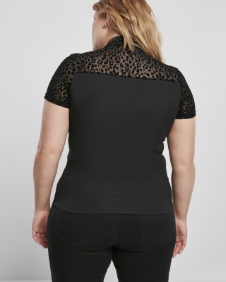 Дамска тениска в черно Urban Classics Ladies Flock Lace Turtleneck 