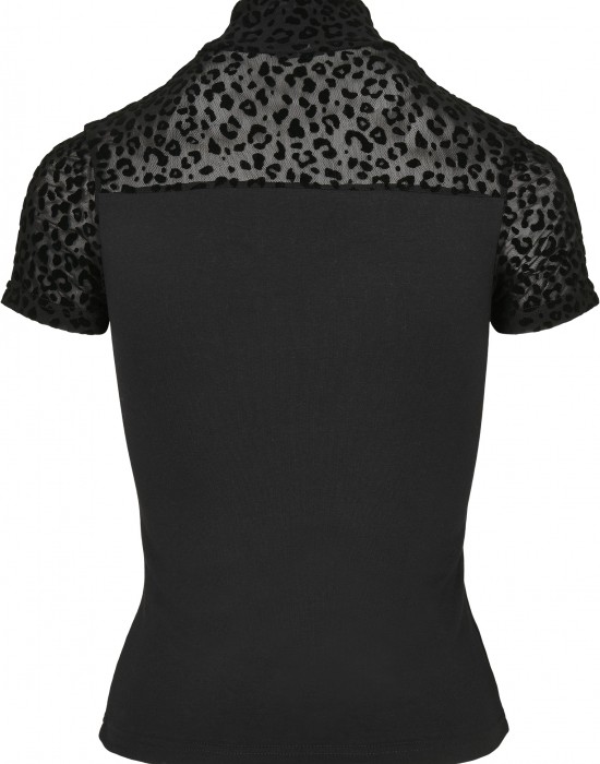 Дамска тениска в черно Urban Classics Ladies Flock Lace Turtleneck, Жени - Lit.bg