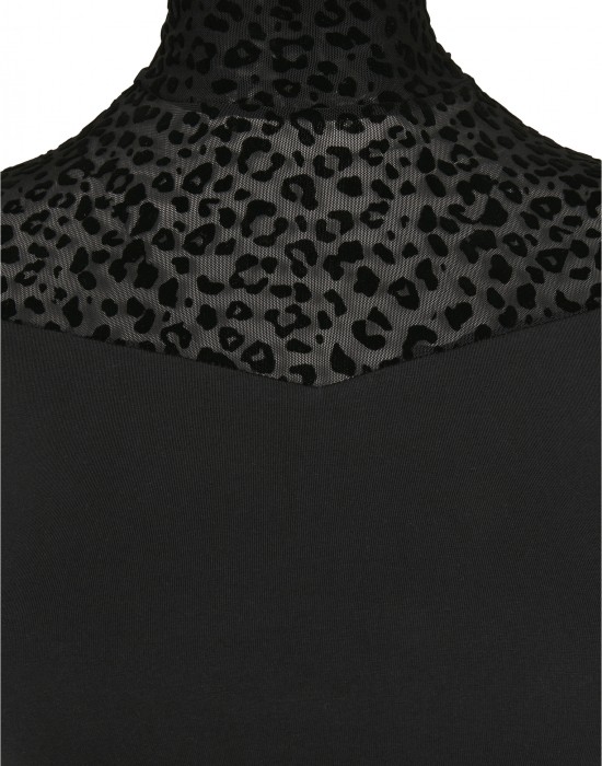 Дамска тениска в черно Urban Classics Ladies Flock Lace Turtleneck, Жени - Lit.bg