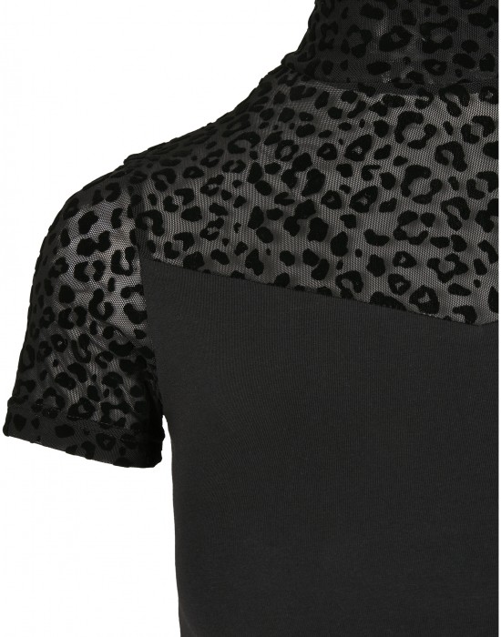 Дамска тениска в черно Urban Classics Ladies Flock Lace Turtleneck, Жени - Lit.bg