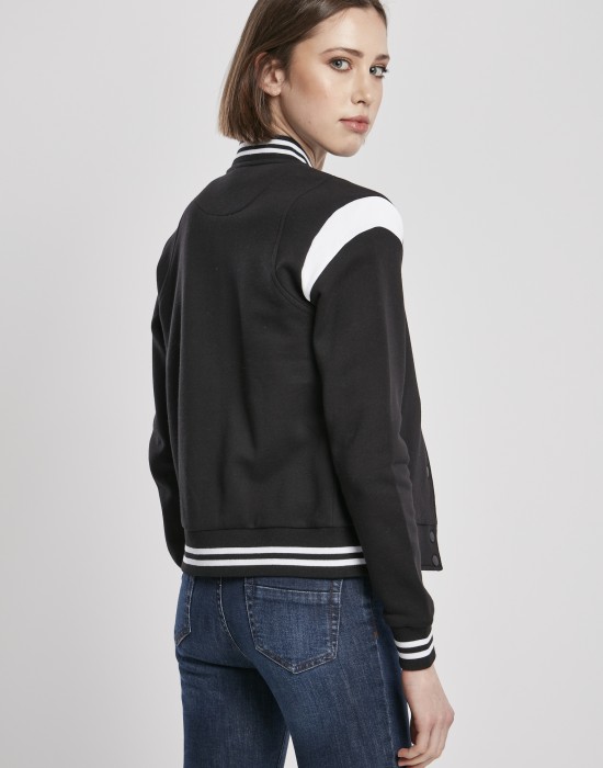 Дамско яке в черно и бяло от Urban Classics Ladies Organic Inset College Sweat, Жени - Lit.bg