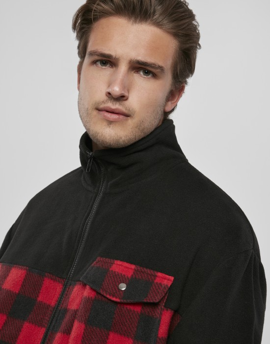 Мъжко яке Urban Classics Polar Fleece в червен и черен цвят, Мъже - Lit.bg