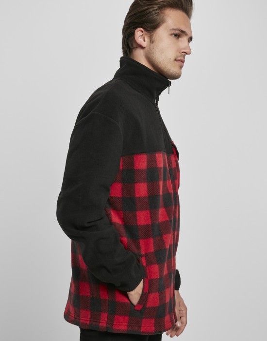 Мъжко яке Urban Classics Polar Fleece в червен и черен цвят, Мъже - Lit.bg