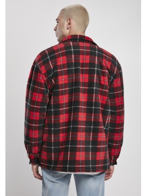 Мъжко карирано яке в червено Urban Classics Plaid Teddy Lined 