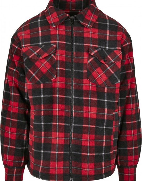 Мъжко карирано яке в червено Urban Classics Plaid Teddy Lined, Мъже - Lit.bg