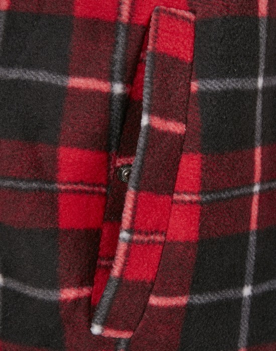 Мъжко карирано яке в червено Urban Classics Plaid Teddy Lined, Мъже - Lit.bg