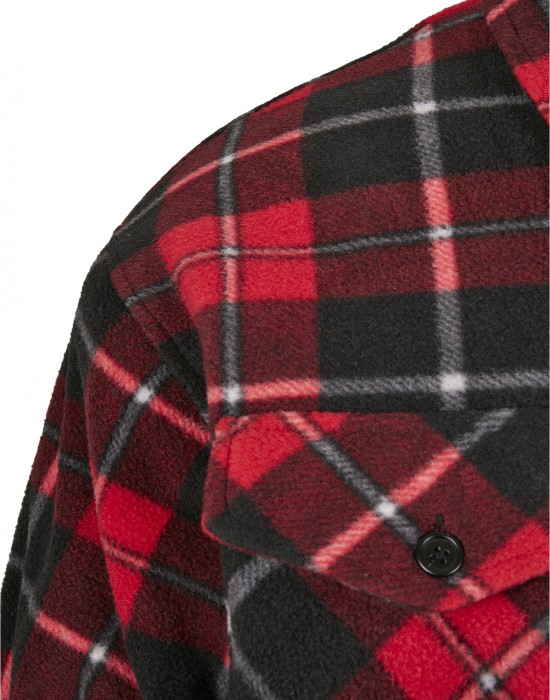 Мъжко карирано яке в червено Urban Classics Plaid Teddy Lined, Мъже - Lit.bg