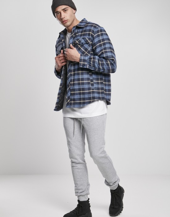 Мъжко яке в светлосиньо и тъмносиньо каре Urban Classics Plaid Quilted Shirt, Мъже - Lit.bg