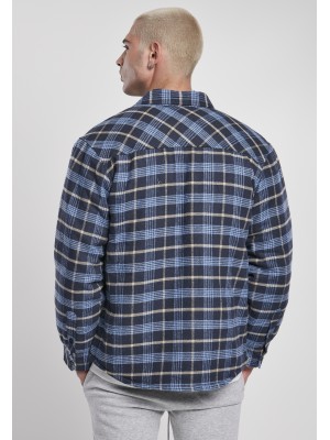 Мъжко яке в светлосиньо и тъмносиньо каре Urban Classics Plaid Quilted Shirt 