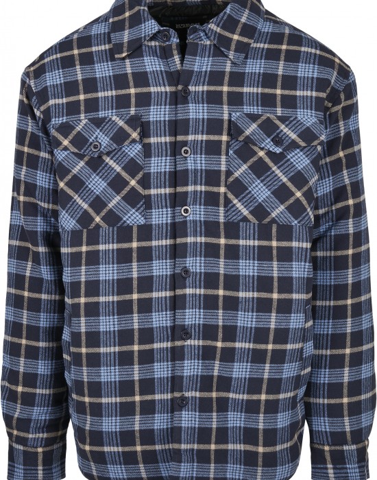 Мъжко яке в светлосиньо и тъмносиньо каре Urban Classics Plaid Quilted Shirt, Мъже - Lit.bg