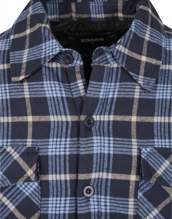 Мъжко яке в светлосиньо и тъмносиньо каре Urban Classics Plaid Quilted Shirt, Мъже - Lit.bg