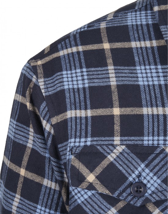 Мъжко яке в светлосиньо и тъмносиньо каре Urban Classics Plaid Quilted Shirt, Мъже - Lit.bg
