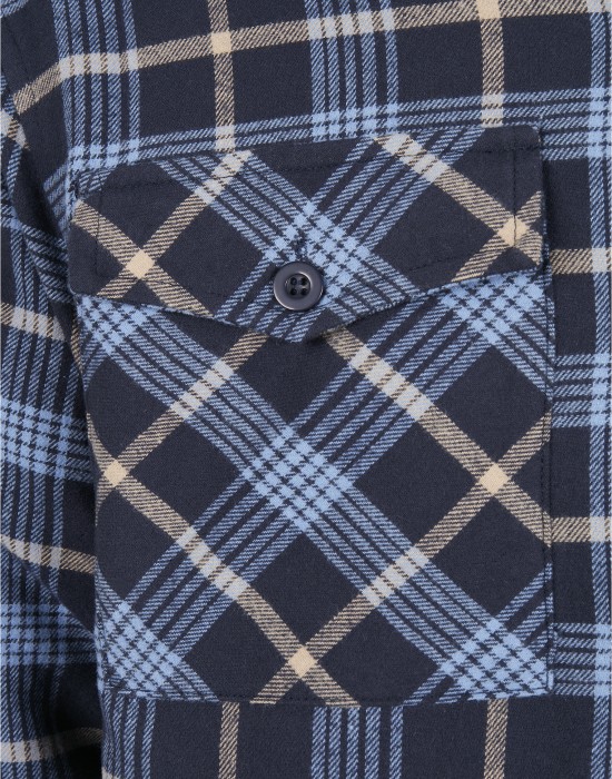 Мъжко яке в светлосиньо и тъмносиньо каре Urban Classics Plaid Quilted Shirt, Мъже - Lit.bg