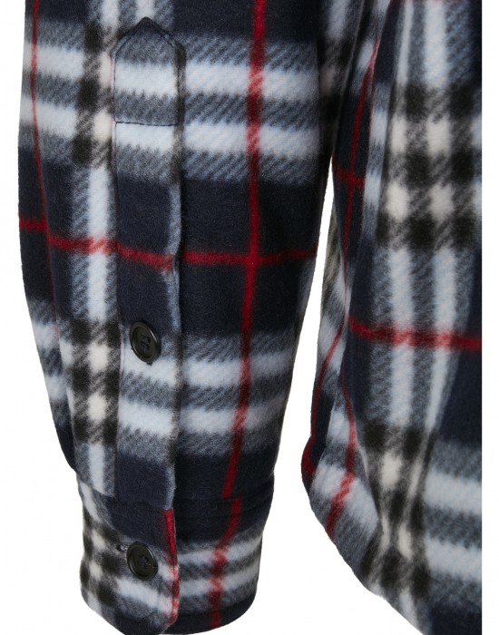 Мъжко карирано яке в черно и бяло Urban Classics Hooded Polar Fleece, Мъже - Lit.bg