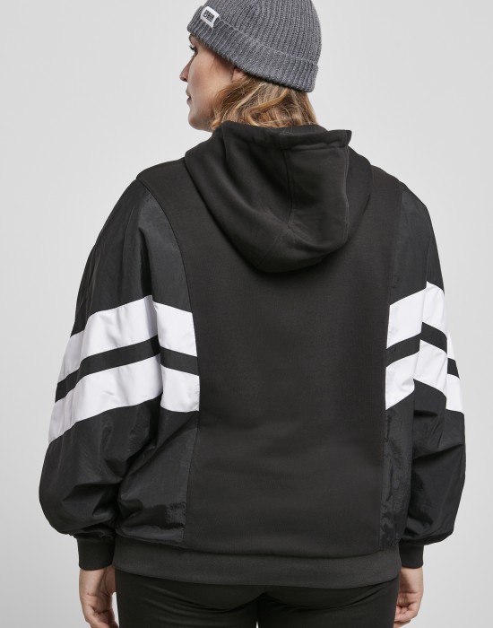 Дамски суичър в черно от Urban Classics Ladies Mix Crinkle Nylon Sweat, Жени - Lit.bg