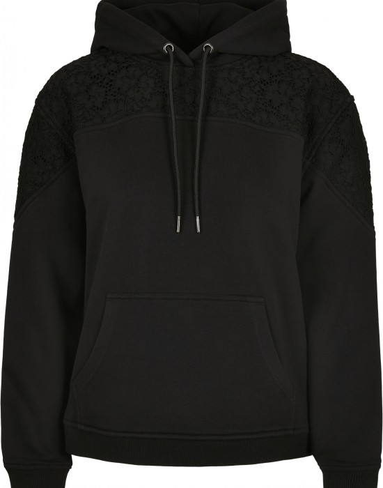 Дамски суичър в черно от Urban Classics Ladies Lace Inset, Жени - Lit.bg