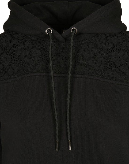 Дамски суичър в черно от Urban Classics Ladies Lace Inset, Жени - Lit.bg