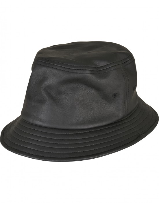 Шапка идиотка имитираща кожа в черен цвят Imitation Leather Bucket Hat, Аксесоари - Lit.bg