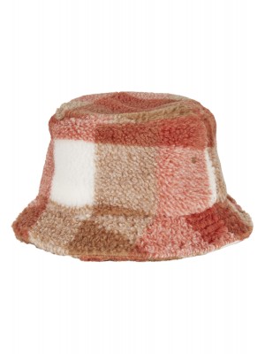 Зимна шапка идиотка в бяло и кафяво Sherpa Check Bucket Hat 