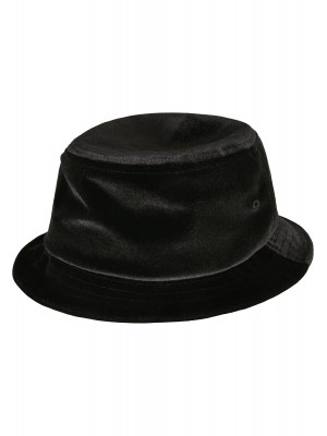 Кадифена шапка идиотка в черен цвят Velvet Bucket Hat 