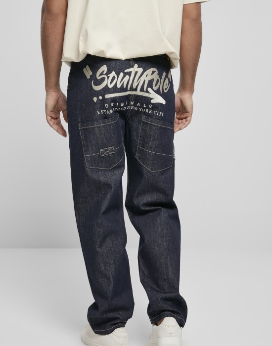 Мъжки дънки в индиго цвят Southpole Script Denim raw indigo, Мъже - Lit.bg