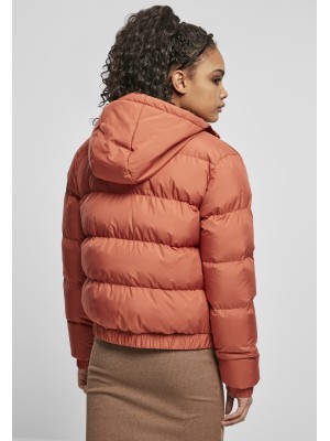 Дамско яке в цвят корал Urban Classics Hooded Puffer redearth 