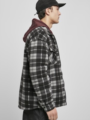 Мъжко карирано яке в черно Urban Classics Plaid Teddy Lined