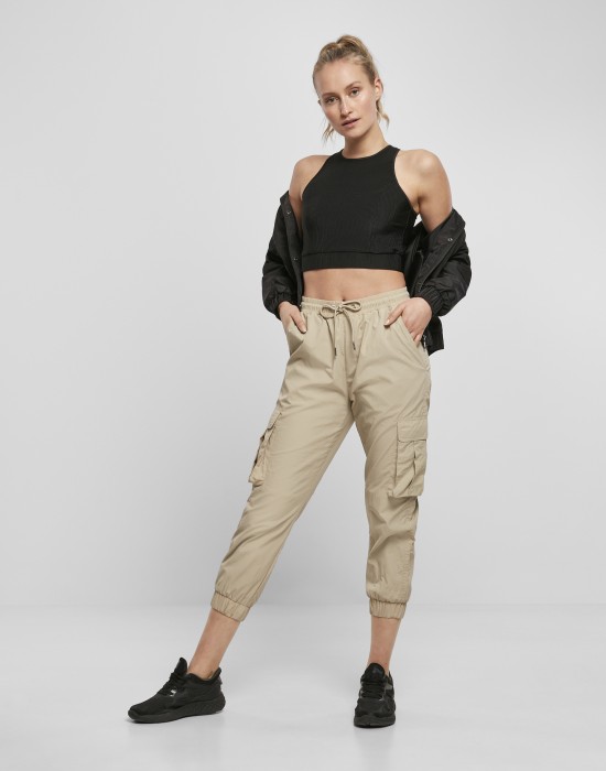 Дамски спортен къс топ Urban Classics Cropped Shiny Rib, Жени - Lit.bg