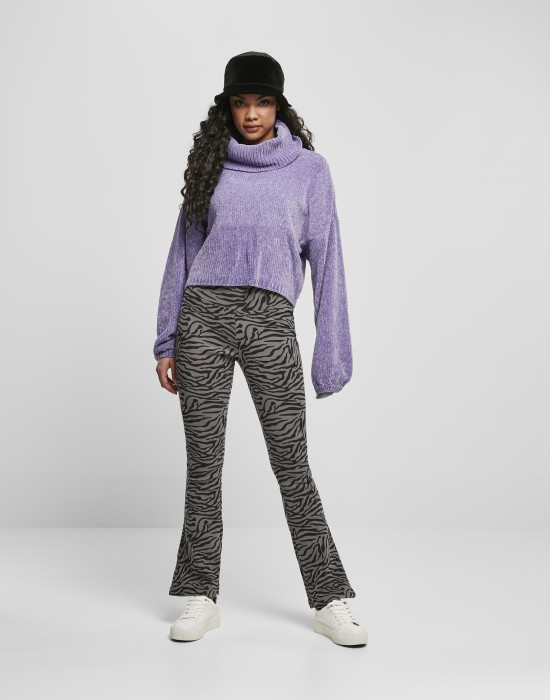 Дамски къс пуловер в лилав цвят Urban Classics Ladies Short Chenille Turtleneck Sweater, Жени - Lit.bg