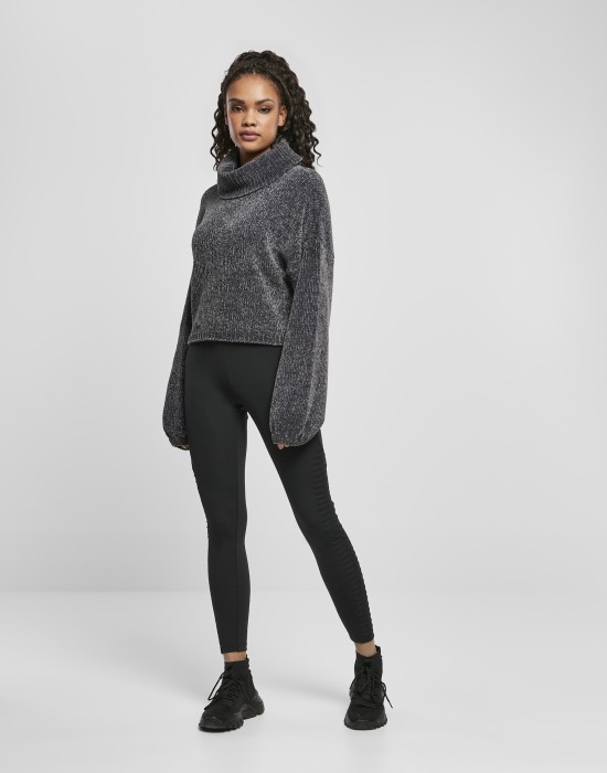 Дамски къс пуловер в сив цвят Urban Classics Ladies Short Chenille Turtleneck Sweater, Блузи - Lit.bg Дамски къс пуловер в сив цвят Urban Classics Ladies Short Chenille Turtleneck Sweater, Жени - Lit.bg