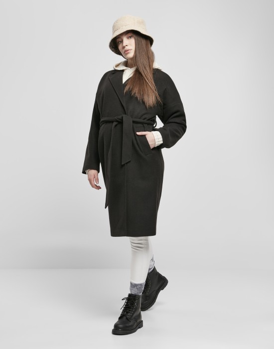 Дамско палто в черен цвят Urban Classics Ladies Oversized Classic Coat, Жени - Lit.bg