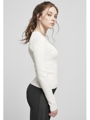 Дамски пуловер в бял пясъчен цвят Urban Classics Ladies Wide Neckline Sweater 