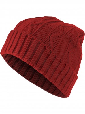 Бийни шапка в червен цвят MSTRDS Beanie Cable Flap 