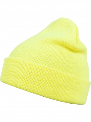 Бийни шапка в неоново жълт цвят MSTRDS Beanie Basic Flap neonyellow 