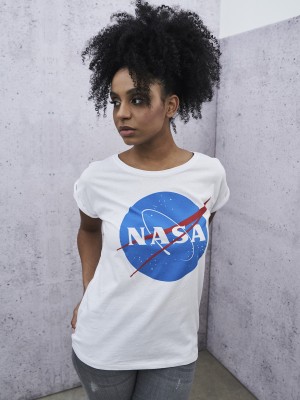Бяла дамска тениска Mister Tee NASA Insignia