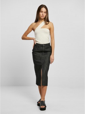 Дамска дълга дънкова пола в черен цвят Urban Classics Denim Skirt