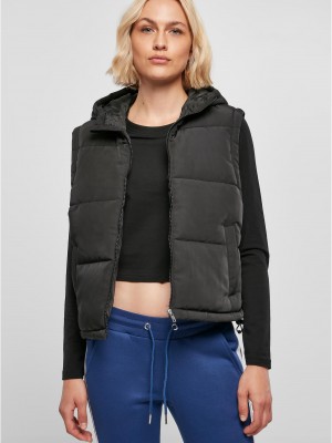 Дамска грейка с качулка в черен цвят Urban Classics Puffer Vest