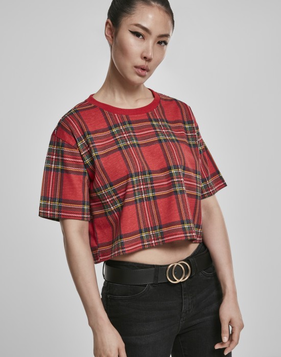 Дамска карирана къса тениска Urban Classics Ladies AOP Tartan Short Oversized Tee red/blk, Жени - Lit.bg Дамска карирана къса тениска Urban Classics Ladies AOP Tartan Short Oversized Tee red/blk, Жени - Lit.bg