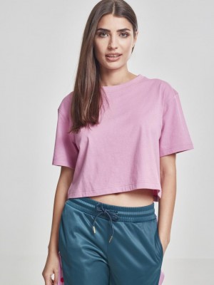 Дамска къса и широка тениска в розово Oversized Urban Classics coolpink
