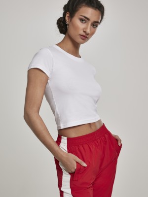 Дамска къса тениска в бял цвят Urban Classics Stretch Jersey Cropped 