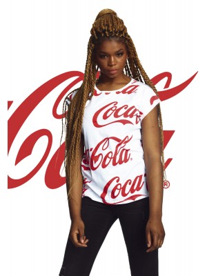Дамска тениска Merchcode Coca Cola в бял цвят